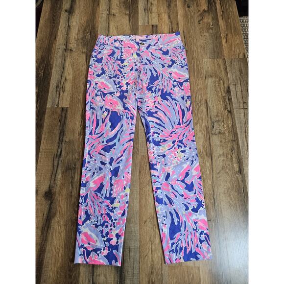 Lilly Pulitzer Pants - Lilly Pulitzer Kelly Ankle Pants Women's Size 4 Bright Tropical Print Beach Vaca